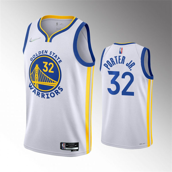 Mens Golden State Warriors #32 Otto Porter Jr. White Diamond Badge 2021-22 Association Edition Swingman Jersey