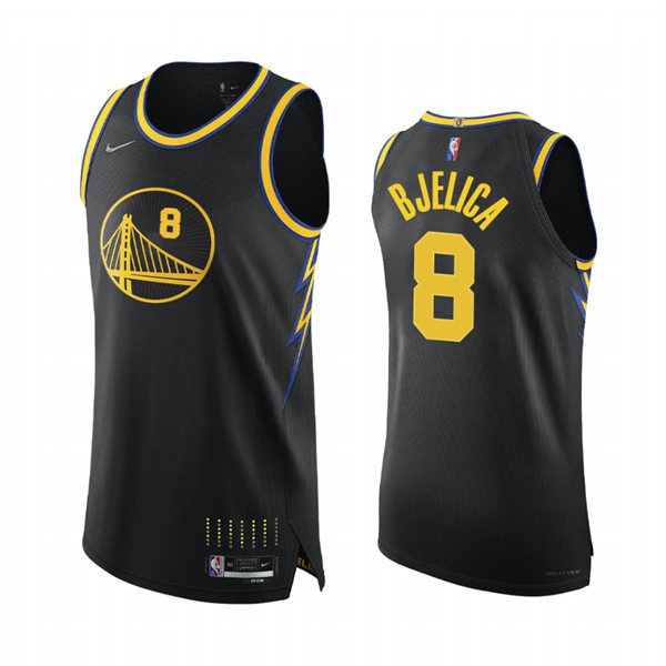 Mens Golden State Warriors #8 Nemanja Bjelica Black Diamond Badge 2021-22 City Edition Jersey