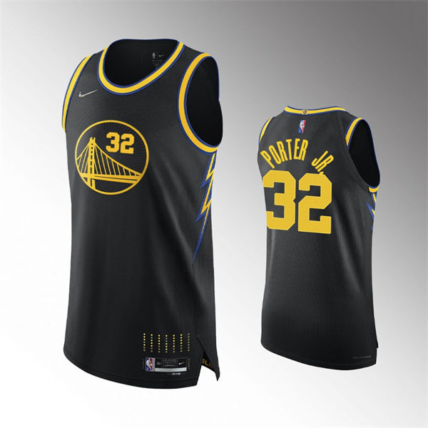 Mens Golden State Warriors #32 Otto Porter Jr. Black Diamond Badge 2021-22 City Edition Jersey