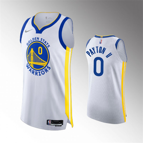 Mens Golden State Warriors #0 Gary Payton II White Diamond Badge 2021-22 Association Edition Swingman Jersey