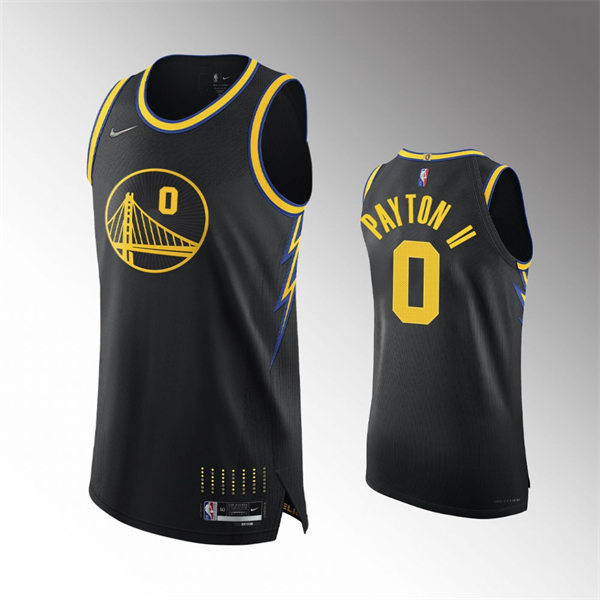 Mens Golden State Warriors #0 Gary Payton II Black Diamond Badge 2021-22 City Edition Jersey