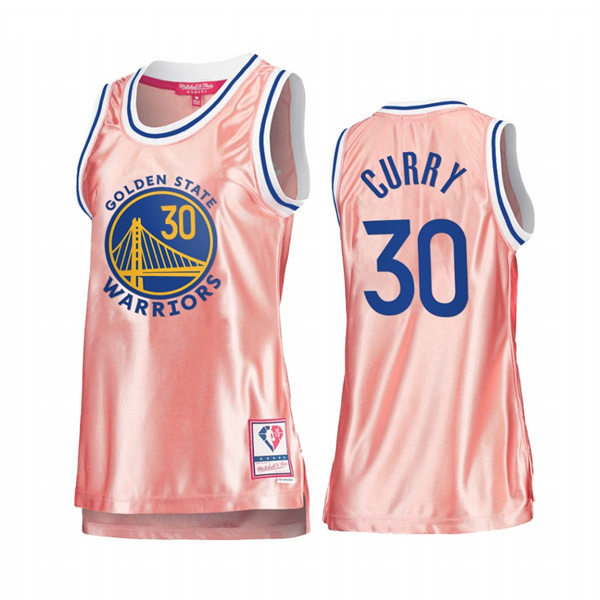 Womens Golden State Warriors #30 Stephen Curry Pink 75th Anniversary Rose Gold Swingman Jersey