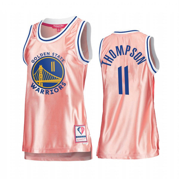 Womens Golden State Warriors #11 Klay Thompson Pink 75th Anniversary Rose Gold Swingman Jersey