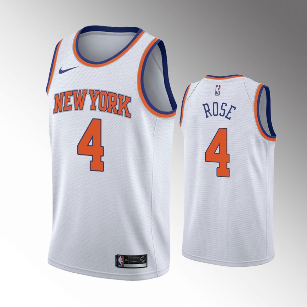 Mens New York Knicks #4 Derrick Rose White 2021-22 Diamond Association Edition Jersey
