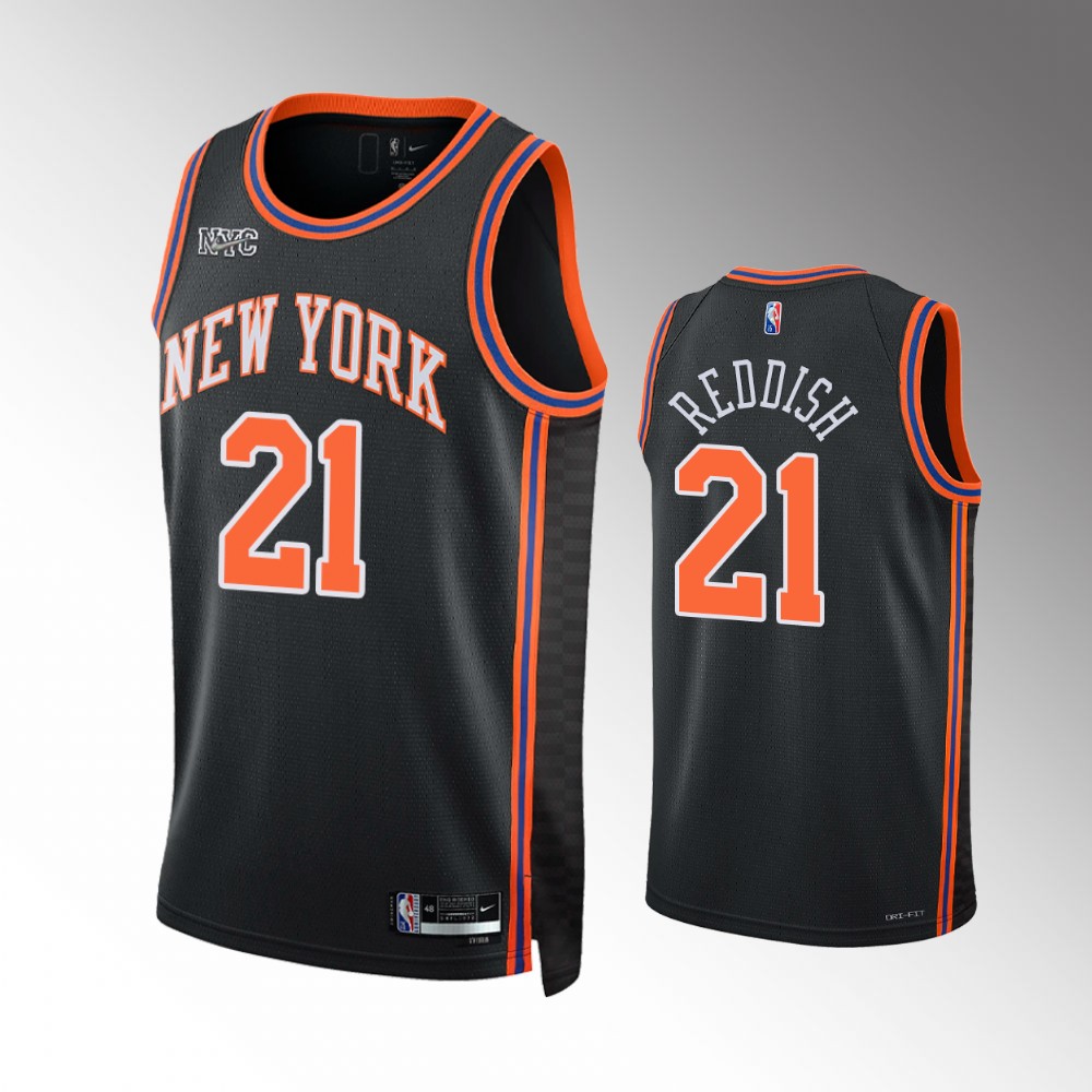 Mens New York Knicks #21 Cam Reddish Black 2021-22 City Edition Swingman Jersey
