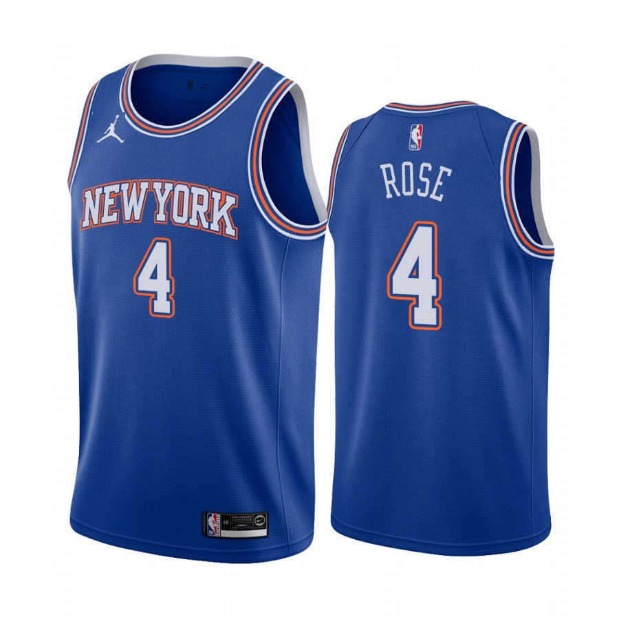 Mens New York Knicks #4 Derrick Rose Diamond Blue Statement Edition Jersey