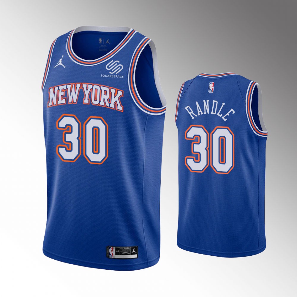 Mens New York Knicks #30 Julius Randle Diamond Blue Statement Edition Jersey