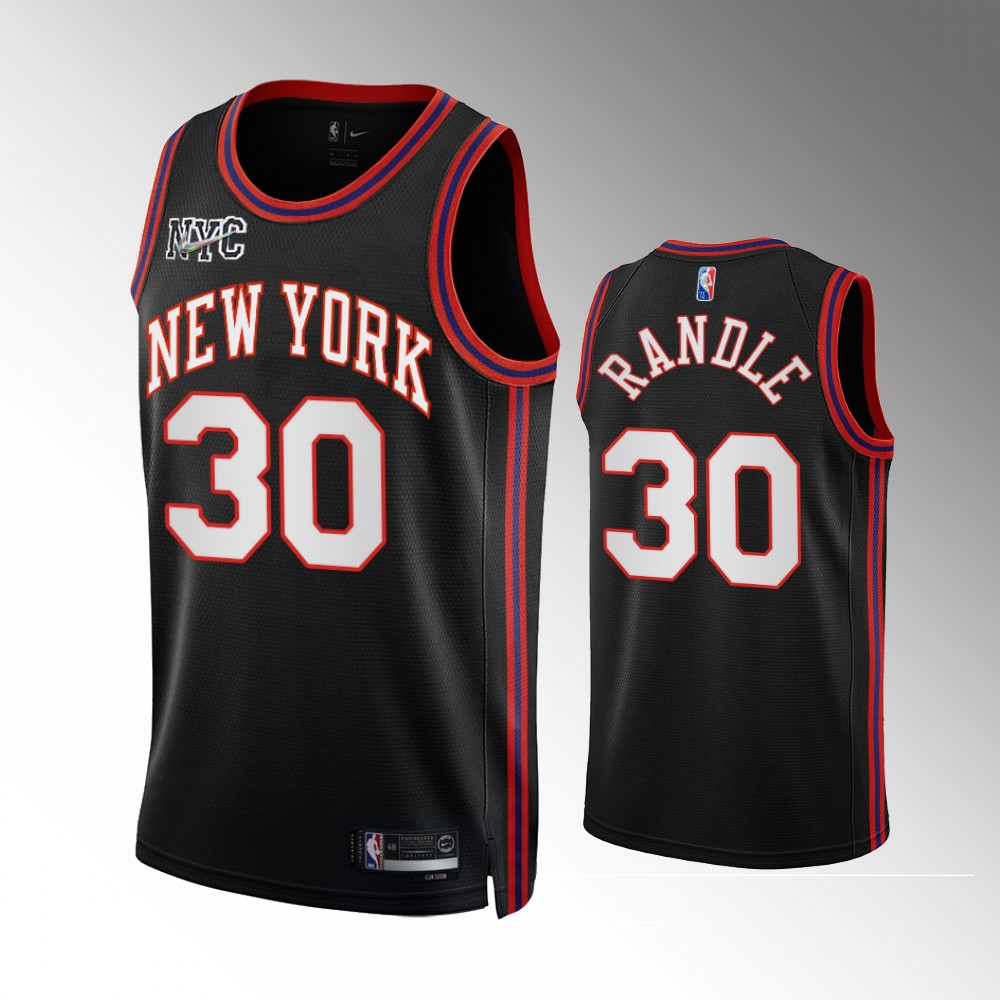 Mens New York Knicks #30 Julius Randle Black 2021-22 City Edition Swingman Jersey