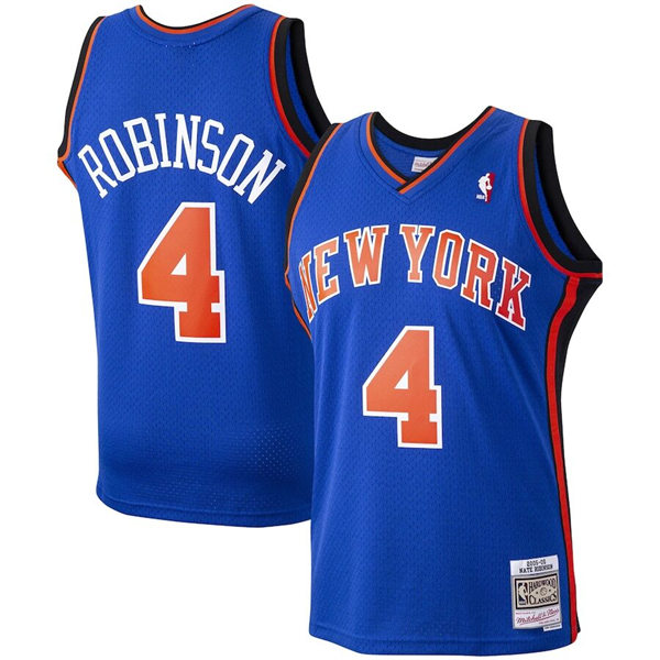 Mens New York Knicks #4 Nate Robinson Blue Mitchell & Ness 2005-06 Hardwood Classics Jersey