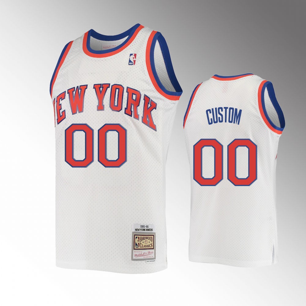 Mens Youth New York Knicks Custom White Mitchell & Ness Relaod 1985-86 Hardwood Classics Jersey