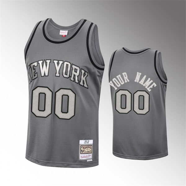 Mens Youth New York Knicks Custom Metal Works Charcoal Mitchell & Ness Hardwood Classics Jersey