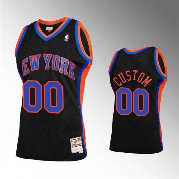 Mens Youth New York Knicks Custom Black Mitchell & Ness Relaod 2.0 Hardwood Classics Jersey