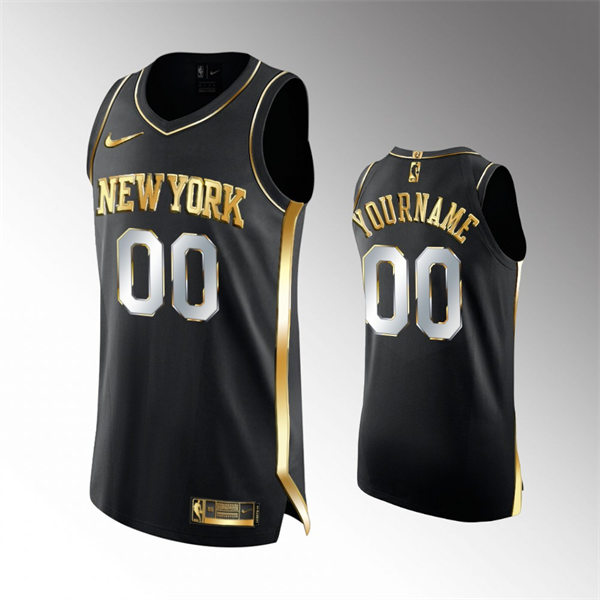 Mens Youth New York Knicks Custom Nike 2021 Black Golden Edition Limited Jersey