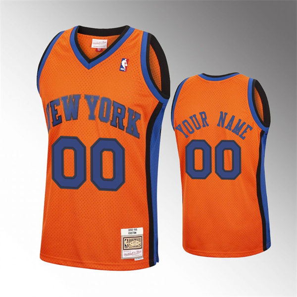 Mens Youth New York Knicks Custom Orange Mitchell & Ness Hardwood Classics Reload Jersey