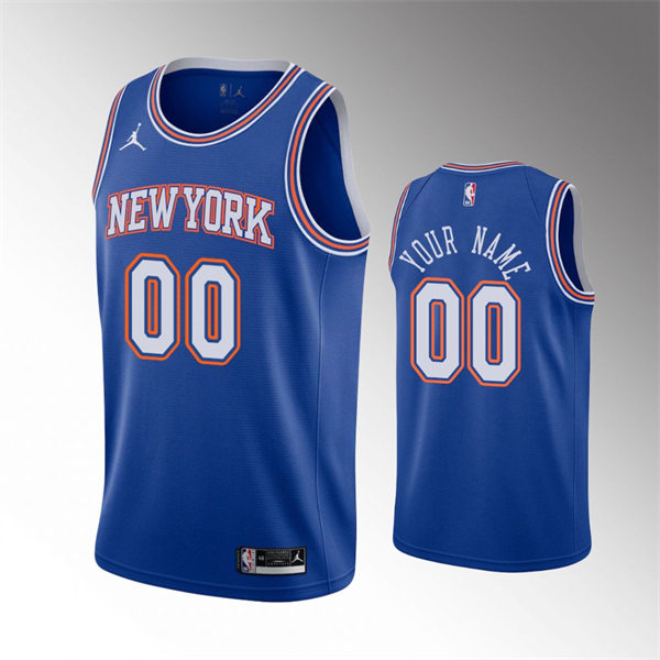 Mens Youth New York Knicks Custom Diamond Blue Statement Edition Jersey