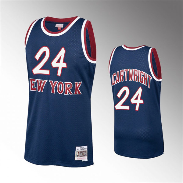 Mens New York Knicks #24 Bill Cartwright Navy 1982-83 Hardwood Classics Throwback Jersey