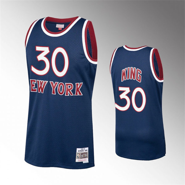 Mens New York Knicks #30 Bernard King Navy 1982-83 Hardwood Classics Throwback Jersey