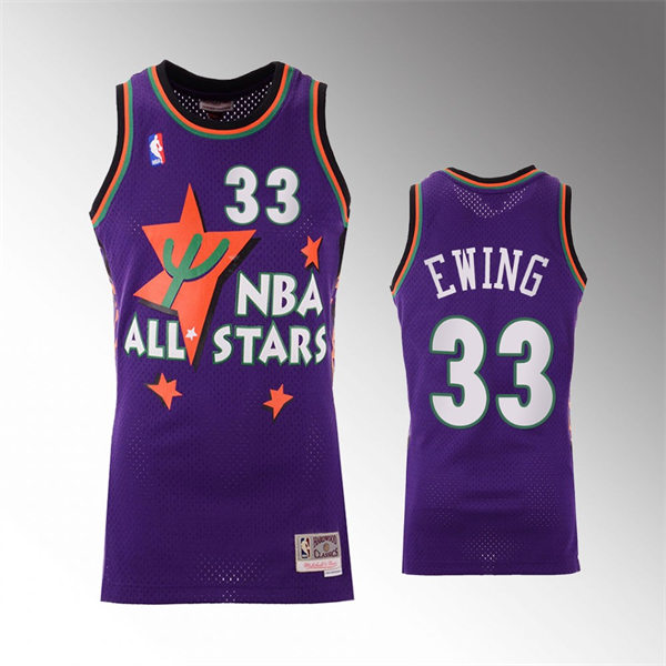 Men's New York Knicks #33 Patrick Ewing Purple Hardwood Classics 1995 NBA All-Star Jersey