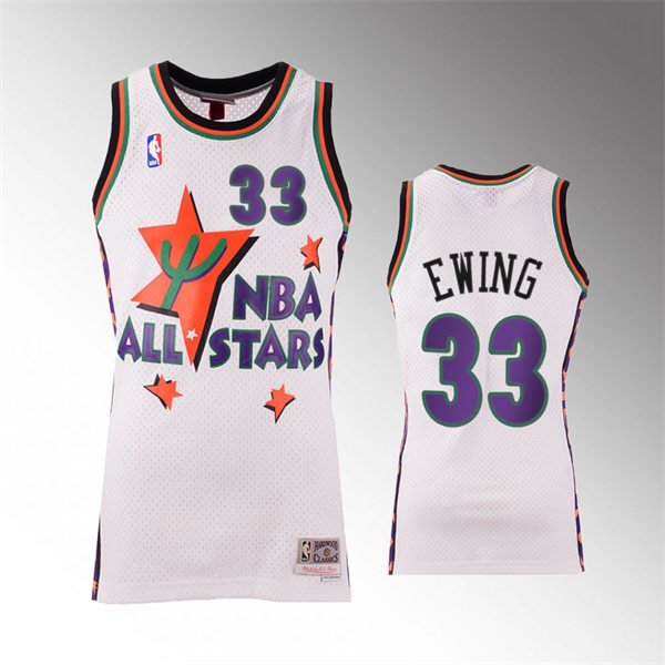 Men's New York Knicks #33 Patrick Ewing White Hardwood Classics 1995 NBA All-Star  Jersey