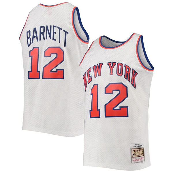 Mens New York Knicks #12 Dick Barnett White Mitchell & Ness 1969-70 Hardwood Classics Jersey