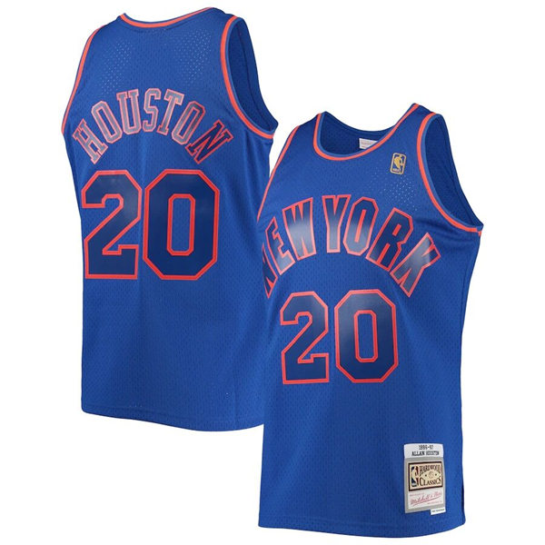 Mens New York Knicks #20 Allan Houston Blue Outside Mitchell & Ness 1996-97 Hardwood Classics Swingman Jersey