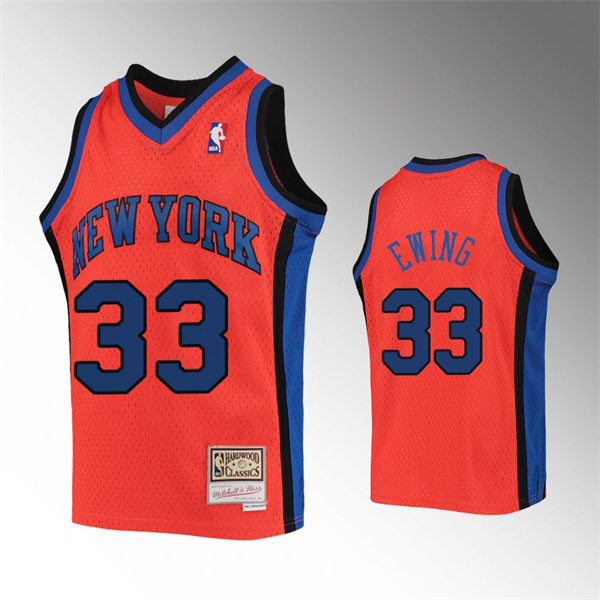 Men's New York Knicks #33 Patrick Ewing Orange Mitchell & Ness Hardwood Classics Reload Jersey