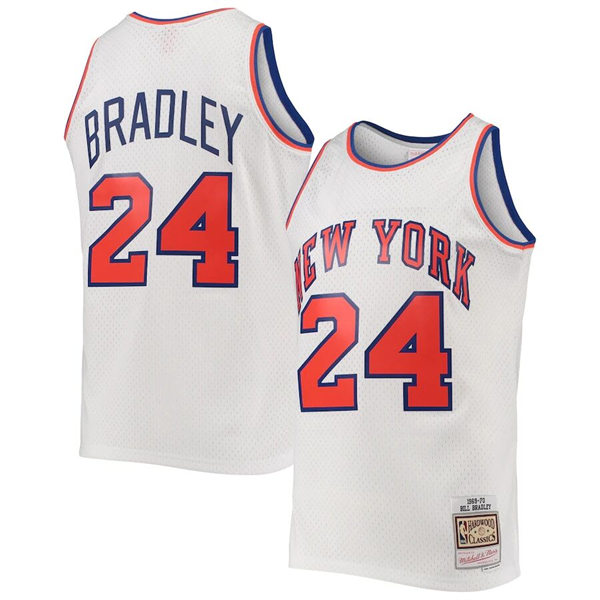 Mens New York Knicks #24 Bill Bradley White Mitchell & Ness 1969-70 Hardwood Classics Jersey
