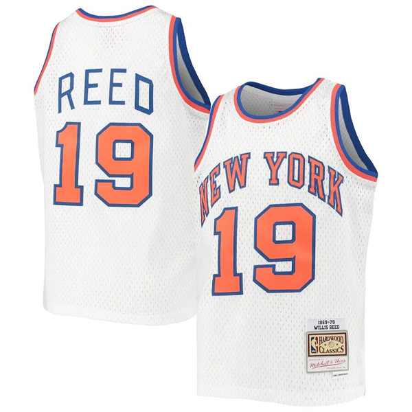 Mens New York Knicks #19 Willis Reed White Mitchell & Ness 1969-70 Hardwood Classics Jersey