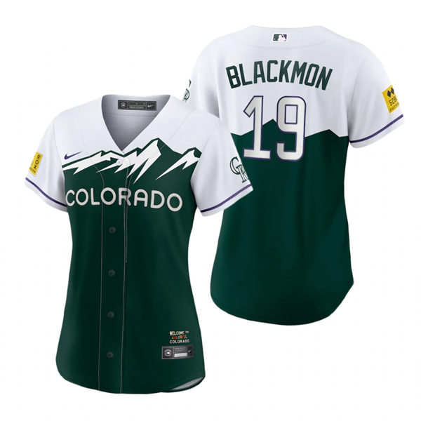 Women's Colorado Rockies #19 Charlie Blackmon Green 2022 City Connect Jersey