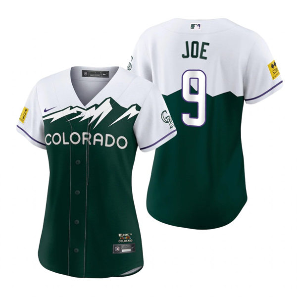 Women's Colorado Rockies #9 Connor Joe Green 2022 City Connect Jersey