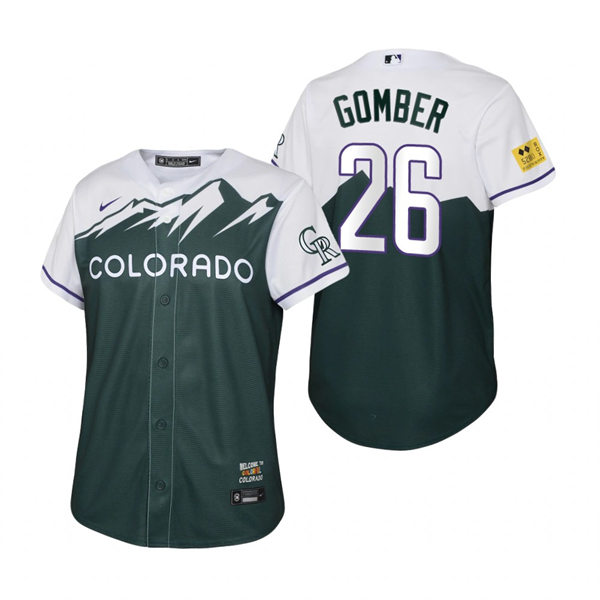 Youth Colorado Rockies #26 Austin Gomber Nike Green 2022 City Connect Jersey