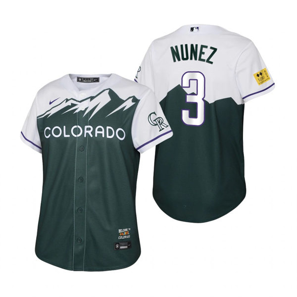 Youth Colorado Rockies #3 Dom Nunez Stitched Green 2022 City Connect Jersey