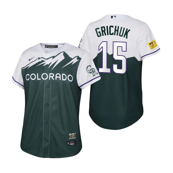 Youth Colorado Rockies #15 Randal Grichuk Nike Green 2022 City Connect Jersey