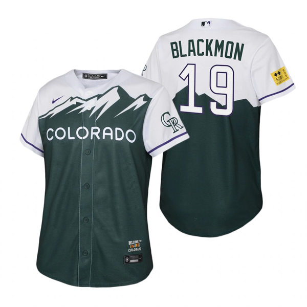 Youth Colorado Rockies #19 Charlie Blackmon Nike Green 2022 City Connect Jersey