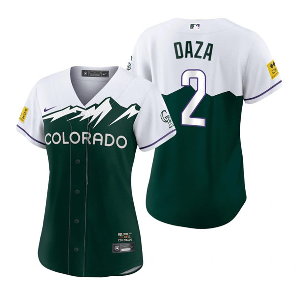 Youth Colorado Rockies #2 Yonathan Daza Green Stitched 2022 City Connect Jersey