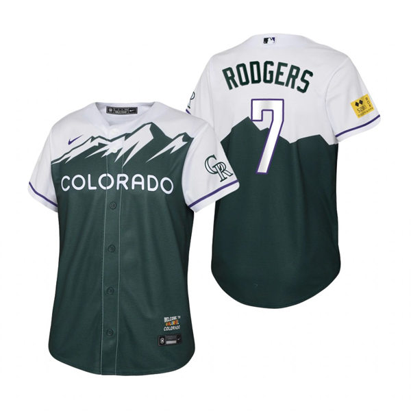 Youth Colorado Rockies #7 Brendan Rodgers Nike Green 2022 City Connect Jersey