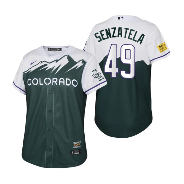 Youth Colorado Rockies #49 Antonio Senzatela Nike Green 2022 City Connect Jersey