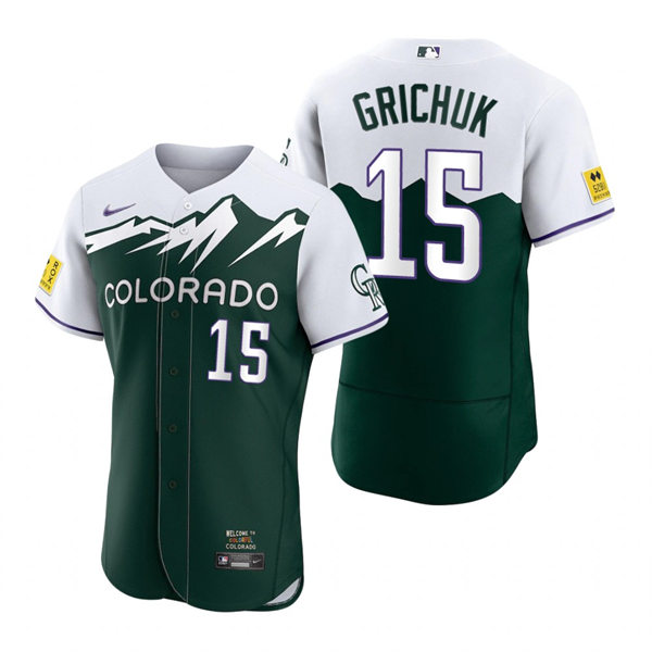 Men's Colorado Rockies #15 Randal Grichuk Green 2022 City Connect Player Jersey