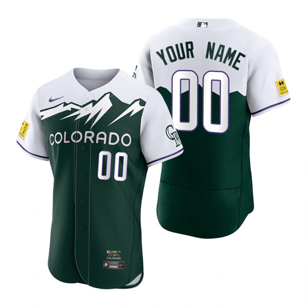 Men's Colorado Rockies Custom Stitched Nike Green 2022 City Connect Jersey