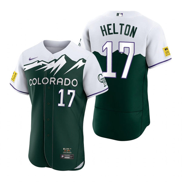 Men's Colorado Rockies #17 Todd Helton Green 2022 City Connect Player Jersey