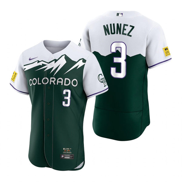 Men's Colorado Rockies #3 Dom Nunez Green 2022 City Connect Player Jersey