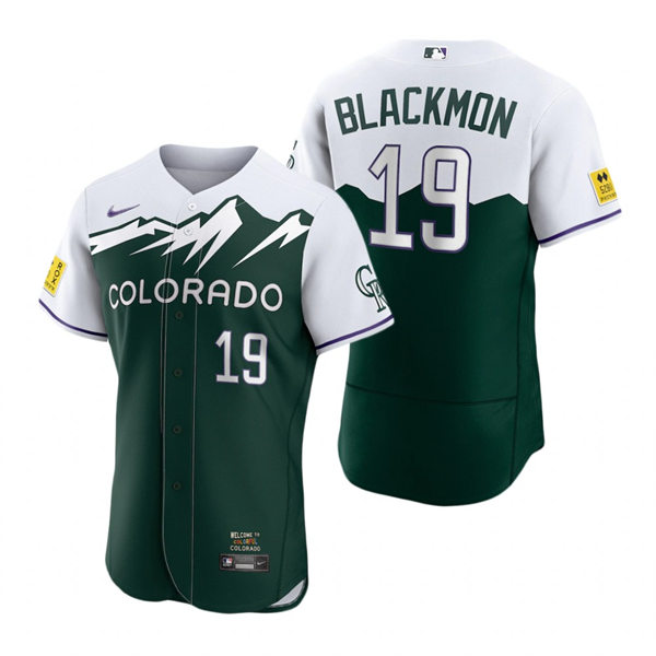Men's Colorado Rockies #19 Charlie Blackmon Green 2022 City Connect Player Jersey