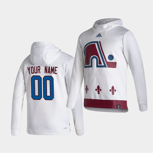 Mens Colorado Avalanche Custom 2021 Reverse Retro White Authentic Pullover Special Edition Hoodie