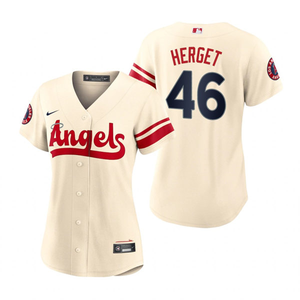 Women's Los Angeles Angels #46 Jimmy Herget Cream 2022 City Connect Jersey