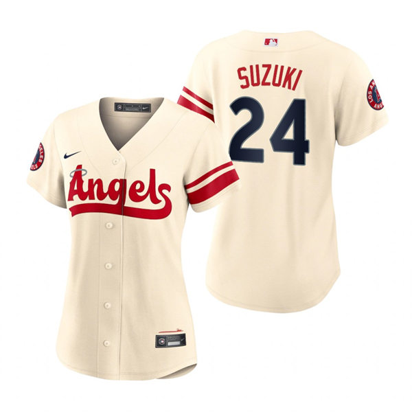 Women's Los Angeles Angels #24 Kurt Suzuki Cream 2022 City Connect Jersey