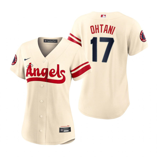 Women's Los Angeles Angels #17 Shohei Ohtani Cream 2022 City Connect Jersey