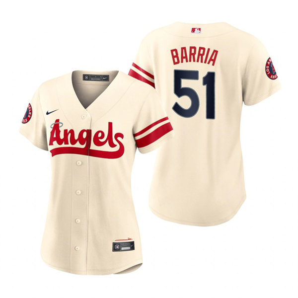Women's Los Angeles Angels #51 Jaime Barria Cream 2022 City Connect Jersey