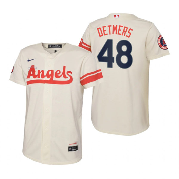 Youth Los Angeles Angels #48 Reid Detmers Cream Stitched 2022 City Connect Jersey