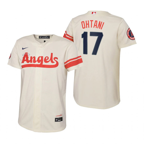 Youth Los Angeles Angels #17 Shohei Ohtani Cream Stitched 2022 City Connect Jersey
