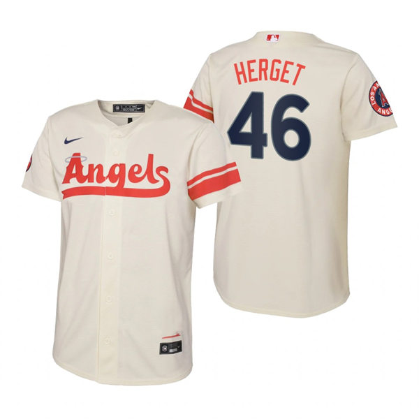 Youth Los Angeles Angels #46 Jimmy Herget Cream Stitched 2022 City Connect Jersey